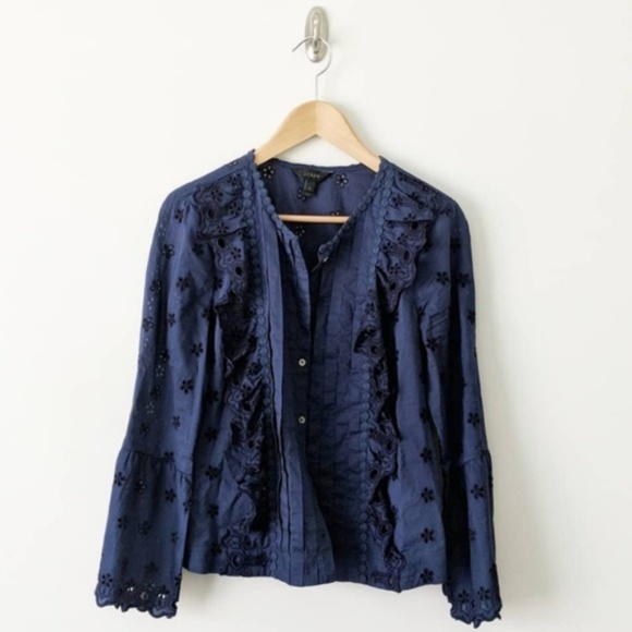 J. Crew Tops - J.Crew Button Down Front EyeLet Peasant Top